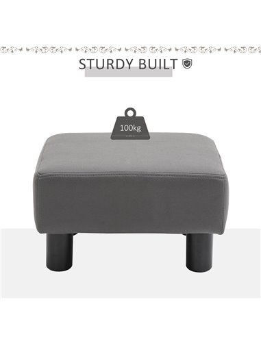 HOMCOM Compact Footstool, Small Foot Rest Chair with Legs for Home Office, 40 x 30 x 24cm, Grey 838-069