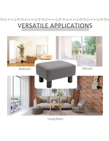 HOMCOM Compact Footstool, Small Foot Rest Chair with Legs for Home Office, 40 x 30 x 24cm, Grey 838-069