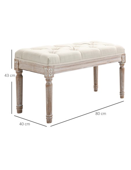 HOMCOM Tufted Ottoman Bench, Linen-Touch Fabric Footstool, Upholstered Accent Seat for Lounge, Bedroom, Corridor, Beige 838-160C - pic 71307 | FastDaddyshop