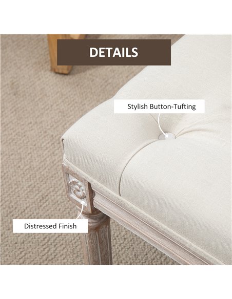HOMCOM Tufted Ottoman Bench, Linen-Touch Fabric Footstool, Upholstered Accent Seat for Lounge, Bedroom, Corridor, Beige 838-160C - pic 71308 | FastDaddyshop