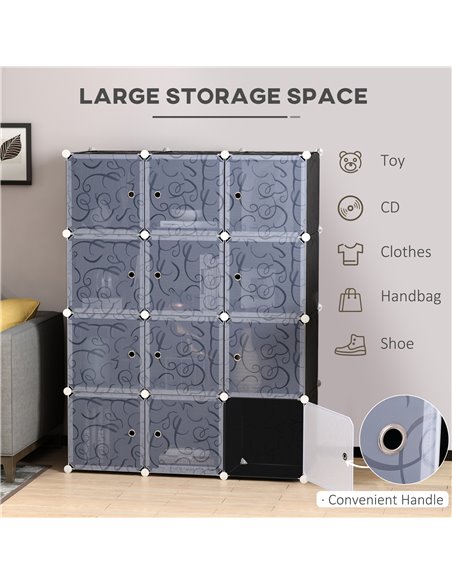 HOMCOM DIY Wardrobe Portable Interlocking Plastic Modular Closet Bedroom Clothes Storage Cabinet Cube Organiser - pic 7131 | FastDaddyshop