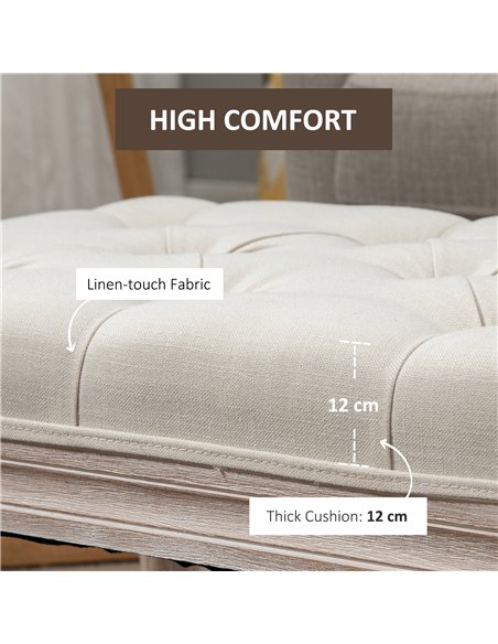 HOMCOM Tufted Ottoman Bench, Linen-Touch Fabric Footstool, Upholstered Accent Seat for Lounge, Bedroom, Corridor, Beige 838-160C - pic 71310 | FastDaddyshop