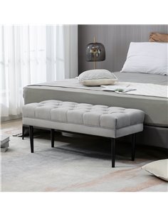 HOMCOM Upholstered Entryway Bench, Button Tufted Window Seat, Accent Stool for Living Room, Bedroom, Hallway, Grey 837-186 2