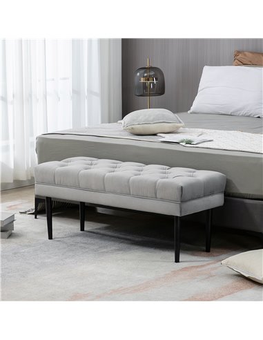 HOMCOM Upholstered Entryway Bench, Button Tufted Window Seat, Accent Stool for Living Room, Bedroom, Hallway, Grey 837-186