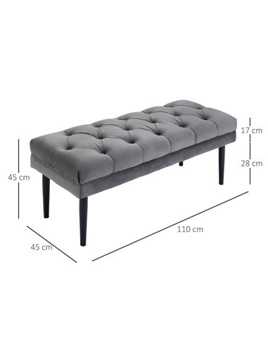 HOMCOM Upholstered Entryway Bench, Button Tufted Window Seat, Accent Stool for Living Room, Bedroom, Hallway, Grey 837-186