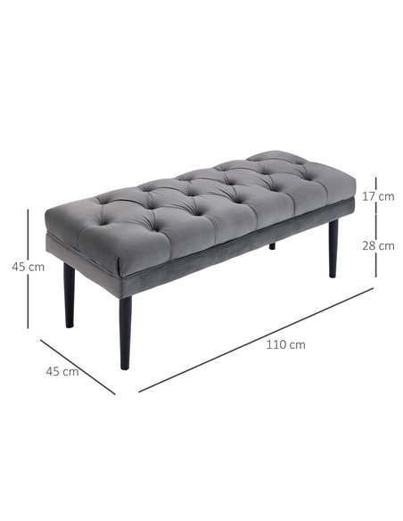 HOMCOM Upholstered Entryway Bench, Button Tufted Window Seat, Accent Stool for Living Room, Bedroom, Hallway, Grey 837-186 - pic 71316 | FastDaddyshop