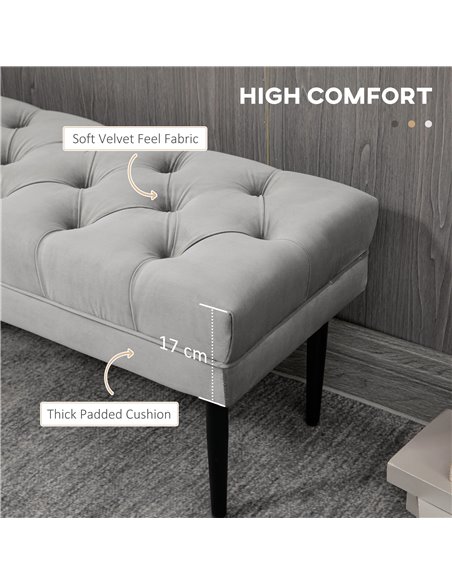 HOMCOM Upholstered Entryway Bench, Button Tufted Window Seat, Accent Stool for Living Room, Bedroom, Hallway, Grey 837-186 - pic 71317 | FastDaddyshop