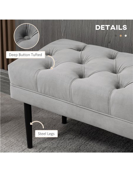 HOMCOM Upholstered Entryway Bench, Button Tufted Window Seat, Accent Stool for Living Room, Bedroom, Hallway, Grey 837-186 - pic 71319 | FastDaddyshop