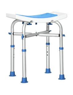 HOMCOM Adjustable Shower Chair, Padded Stool for Elderly & Disabled, Non-slip & Handle, Blue. 713-115BU