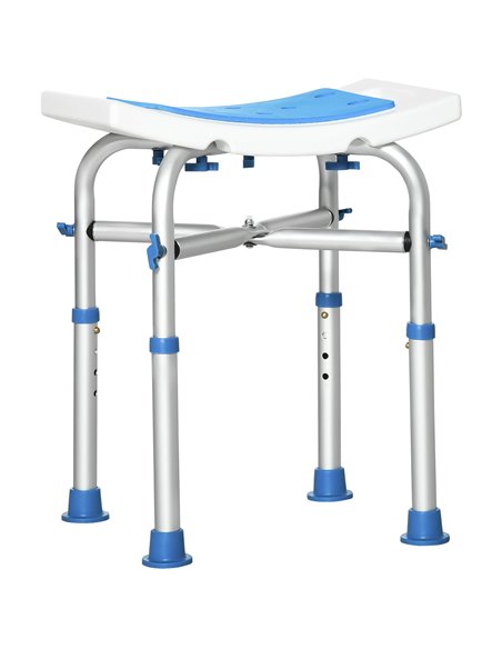 HOMCOM Adjustable Shower Chair, Padded Stool for Elderly & Disabled, Non-slip & Handle, Blue. 713-115BU - pic 71323 | FastDaddyshop