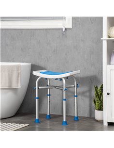 HOMCOM Adjustable Shower Chair, Padded Stool for Elderly & Disabled, Non-slip & Handle, Blue. 713-115BU 2