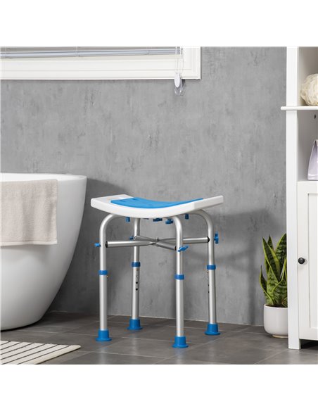 HOMCOM Adjustable Shower Chair, Padded Stool for Elderly & Disabled, Non-slip & Handle, Blue. 713-115BU - pic 71324 | FastDaddyshop