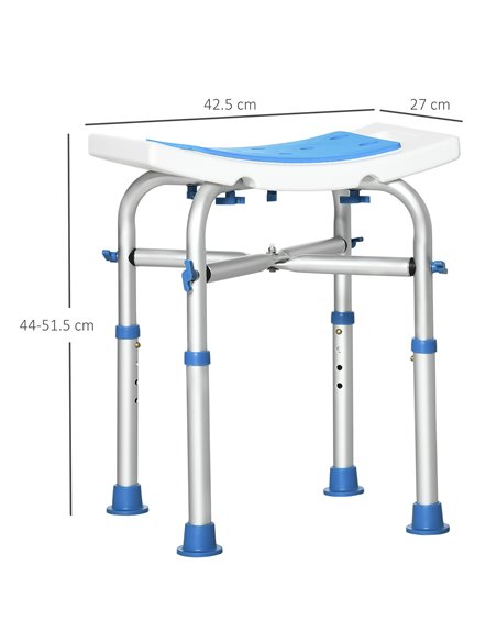 HOMCOM Adjustable Shower Chair, Padded Stool for Elderly & Disabled, Non-slip & Handle, Blue. 713-115BU - pic 71325 | FastDaddyshop