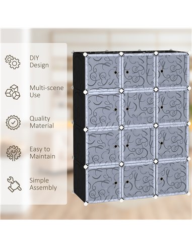 HOMCOM DIY Wardrobe Portable Interlocking Plastic Modular Closet Bedroom Clothes Storage Cabinet Cube Organiser
