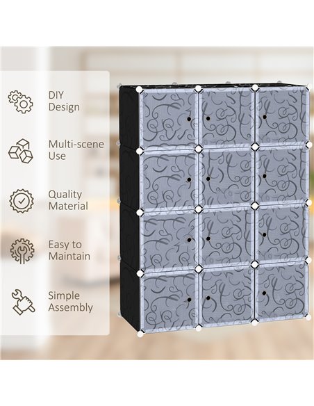 HOMCOM DIY Wardrobe Portable Interlocking Plastic Modular Closet Bedroom Clothes Storage Cabinet Cube Organiser - pic 7133 | FastDaddyshop
