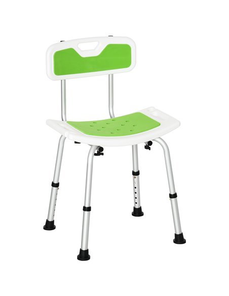 HOMCOM Shower Chair, 6-Level Height Adjustable Shower Stool, Green 713-118V00GN - pic 71332 | FastDaddyshop