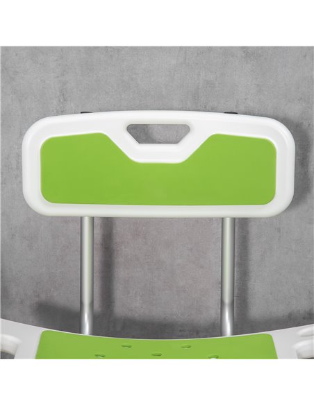 HOMCOM Shower Chair, 6-Level Height Adjustable Shower Stool with Backrest, Curved Seat, Anti-slip Foot Pads, 136kg Capacity, Gre - pic 71340 | FastDaddyshop