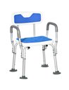 HOMCOM Shower Stools Shower Seat for Elderly and Disabled, EVA Padded, Height Adjustable with Back and Arms, 4 Suction Foot Pads