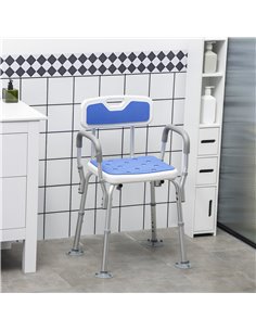 HOMCOM Shower Stools Shower Seat for Elderly and Disabled, EVA Padded, Height Adjustable with Back and Arms, 4 Suction Foot Pads 2