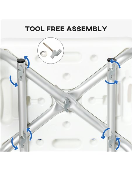 HOMCOM Shower Stools Shower Seat for Elderly and Disabled, EVA Padded, Height Adjustable with Back and Arms, 4 Suction Foot Pads - pic 71346 | FastDaddyshop
