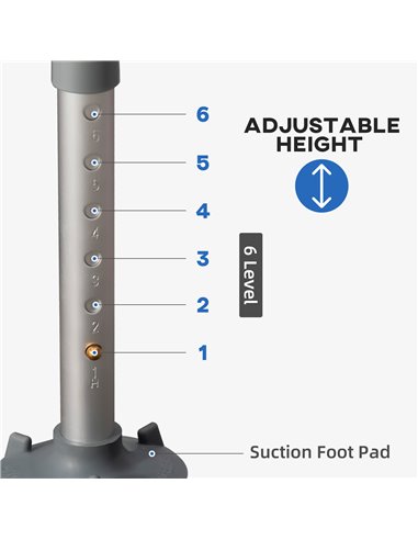 HOMCOM Shower Stools Shower Seat for Elderly and Disabled, EVA Padded, Height Adjustable with Back and Arms, 4 Suction Foot Pads