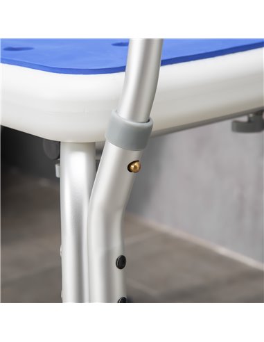 HOMCOM Shower Stools Shower Seat for Elderly and Disabled, EVA Padded, Height Adjustable with Back and Arms, 4 Suction Foot Pads