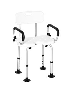 HOMCOM Shower Chair for the Elderly and Disabled, White 713-117V00WT