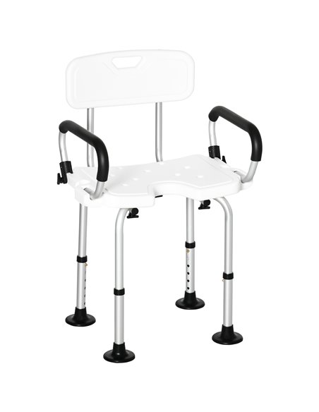 HOMCOM Shower Chair for the Elderly and Disabled, White 713-117V00WT - pic 71350 | FastDaddyshop
