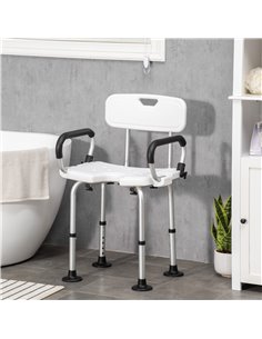HOMCOM Shower Chair for the Elderly and Disabled, White 713-117V00WT 2