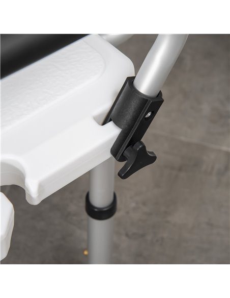 HOMCOM Shower Chair for the Elderly and Disabled, Height Adjustable Shower Stool with Back and Flipped Padded Arms, Suction Foot - pic 71358 | FastDaddyshop