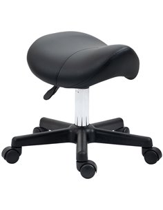 HOMCOM Saddle Stool, PU Leather Adjustable Rolling Salon Chair, Black 503-021V70BK