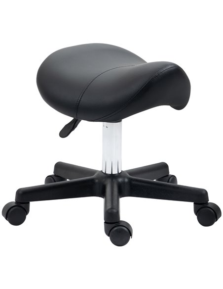 HOMCOM Saddle Stool, PU Leather Adjustable Rolling Salon Chair, Black 503-021V70BK - pic 71359 | FastDaddyshop