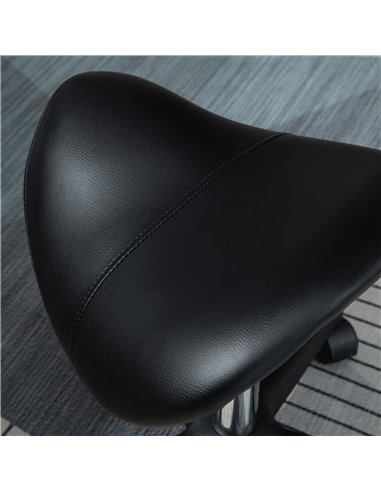 HOMCOM Saddle Stool, PU Leather Adjustable Rolling Salon Chair with Steel Frame for Massage, Spa, Beauty and Tattoo, Black 503-0