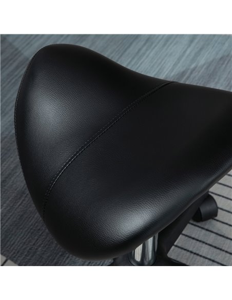 HOMCOM Saddle Stool, PU Leather Adjustable Rolling Salon Chair with Steel Frame for Massage, Spa, Beauty and Tattoo, Black 503-0 - pic 71366 | FastDaddyshop