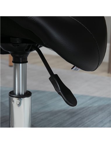 HOMCOM Saddle Stool, PU Leather Adjustable Rolling Salon Chair with Steel Frame for Massage, Spa, Beauty and Tattoo, Black 503-0