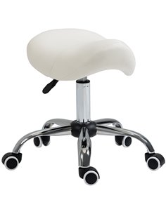 HOMCOM Cosmetic Stool 360° Rotate Height Adjustable Salon Chair, Cream 503-020V70CW