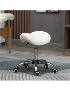 HOMCOM Cosmetic Stool 360° Rotate Height Adjustable Salon Chair, Cream 503-020V70CW 2