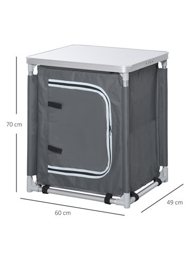 Outsunny 2-Shelf Camping Cupboard Wardrobes Kitchen Station Cook Table Aluminum, Storage Organiser for BBQ Party Picnics Backyar