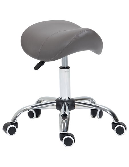 HOMCOM Cosmetic Stool 360° Rotate Height Adjustable Salon Chair, Grey 503-020V70GY - pic 71386 | FastDaddyshop