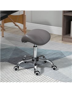 HOMCOM Cosmetic Stool 360° Rotate Height Adjustable Salon Chair, Grey 503-020V70GY 2