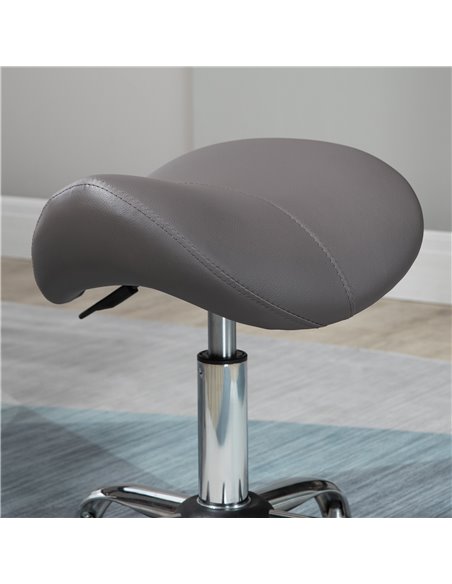 HOMCOM Cosmetic Stool 360° Rotate Height Adjustable Salon Massage Spa Chair Hydraulic Rolling Faux Leather Saddle Stool, Grey 50 - pic 71394 | FastDaddyshop
