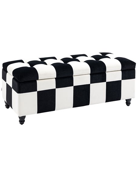 HOMCOM Velvet Storage Ottoman, Button-tufted Footstool Box, White and Black 838-352V70MX - pic 71395 | FastDaddyshop
