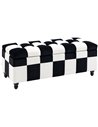 HOMCOM Velvet Storage Ottoman, Button-tufted Footstool Box, White and Black 838-352V70MX