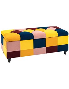 HOMCOM Velvet Storage Ottoman, Footstool Box, Multicoloured 838-352V71MX