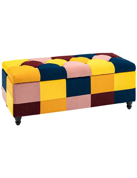 HOMCOM Velvet Storage Ottoman, Footstool Box, Multicoloured 838-352V71MX - pic 71404 | FastDaddyshop
