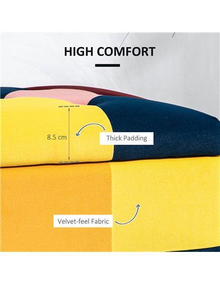 HOMCOM 114 x 47 x 47cm Velvet Storage Ottoman, Button-tufted Footstool Box, Toy Chest with Lid for Living Room, Bedroom, Multico - pic 71408 | FastDaddyshop