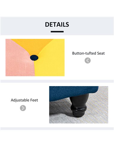 HOMCOM 114 x 47 x 47cm Velvet Storage Ottoman, Button-tufted Footstool Box, Toy Chest with Lid for Living Room, Bedroom, Multico
