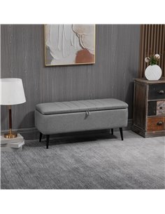 HOMCOM Storage Ottoman with Flip Top, Grey 838-272V70GY 2
