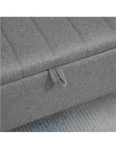 HOMCOM Storage Ottoman with Flip Top, Rectangular Upholstered Bench, Linen Fabric Footstool with Steel Legs for Living Room, Bed