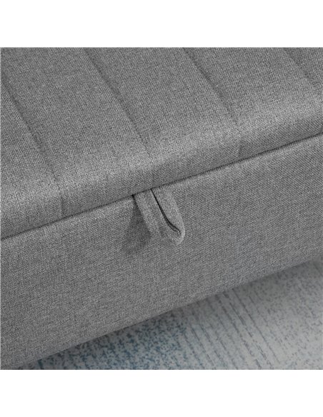 HOMCOM Storage Ottoman with Flip Top, Rectangular Upholstered Bench, Linen Fabric Footstool with Steel Legs for Living Room, Bed - pic 71420 | FastDaddyshop